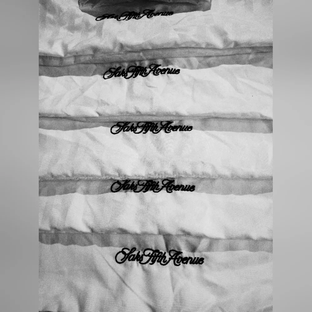 Saks Fifth Avenue Luxury Embroidered  White Stripe Pillowcases  Set of Six
